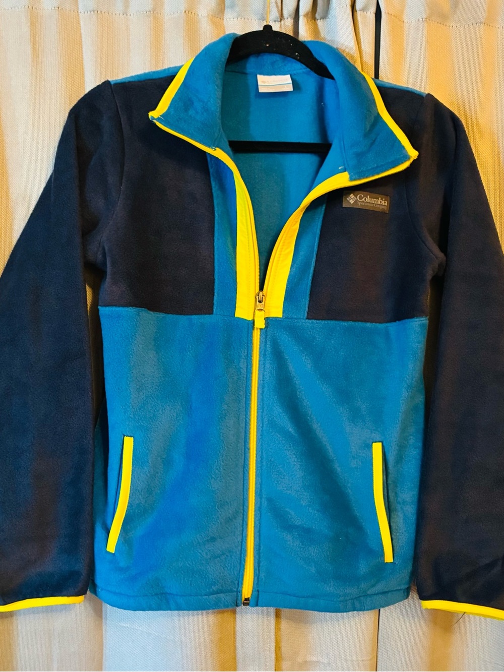 Columbia Jacket Youth L Fleece Full-Zip Jacket Blue & Yellow New No Tags